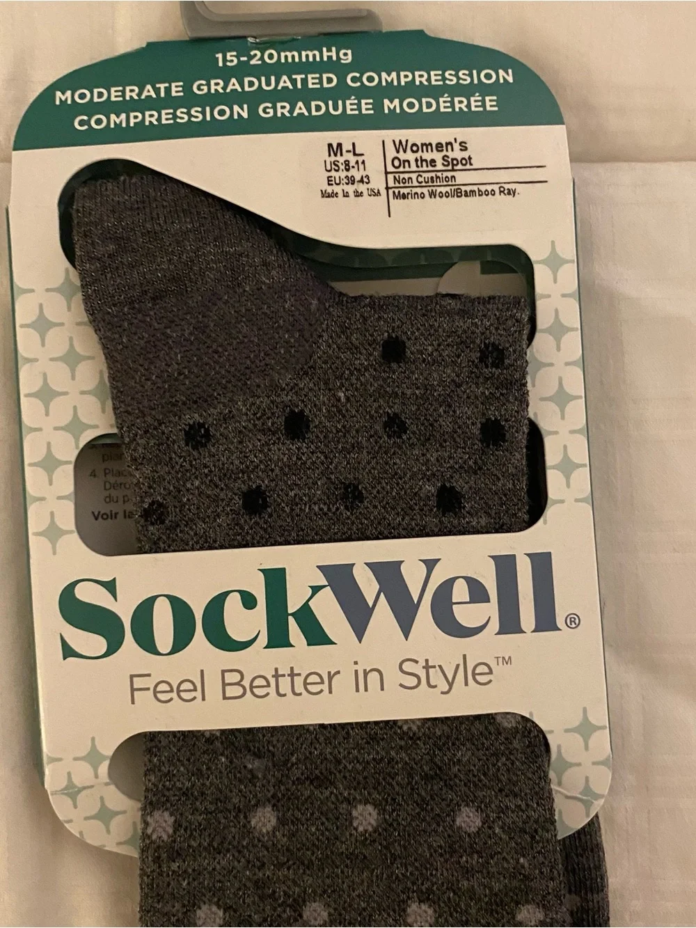 Sockwell Compression Socks Womens M/L (8-11) On the Spot Moderate Graduated Gray
